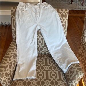 White Frayed Hem Women's Jeans